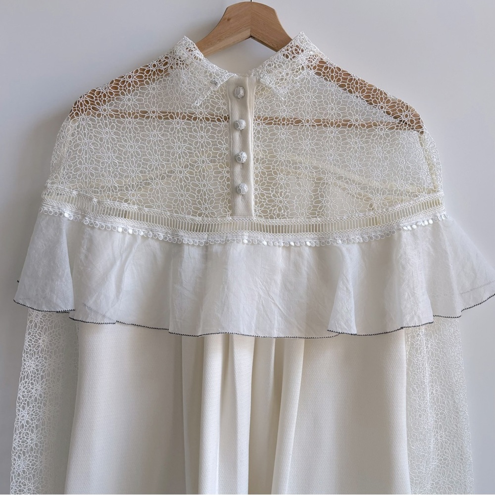 Self-Portrait Cream Lace Ruffle Mini Dress - Picture 6 of 16